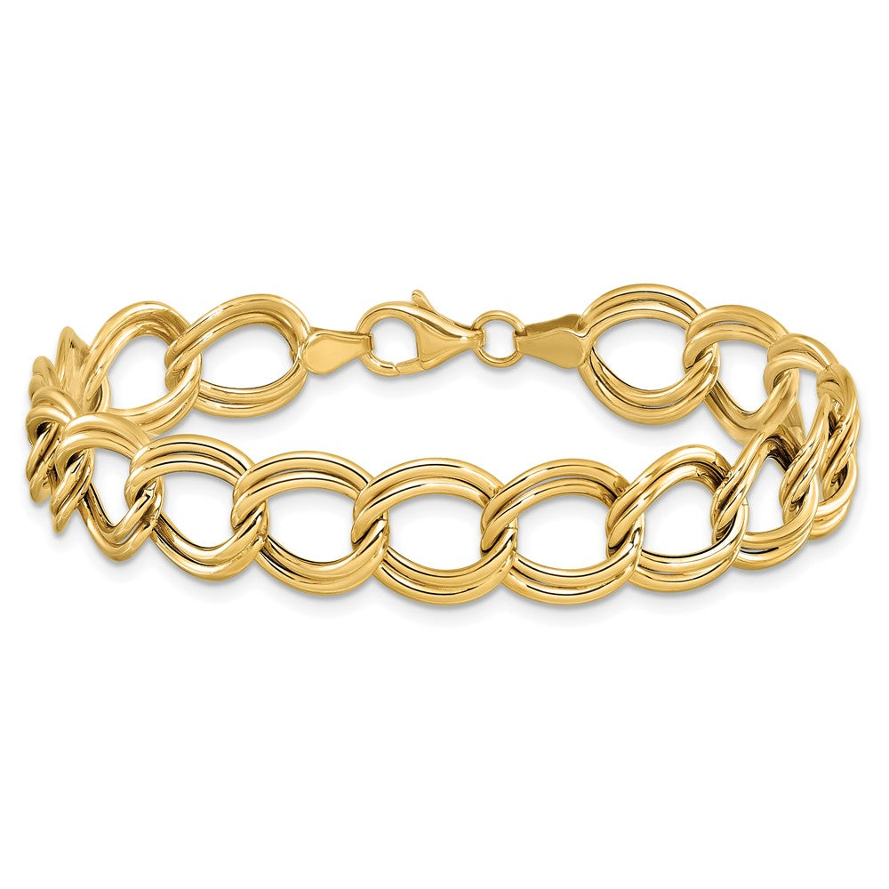 14k Polished Double Link Bracelet 7  inches