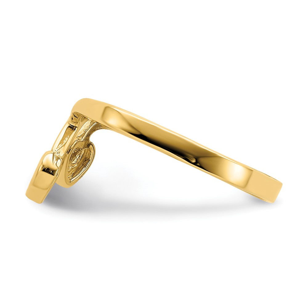 14K Double Heart Drop V Ring Size 6