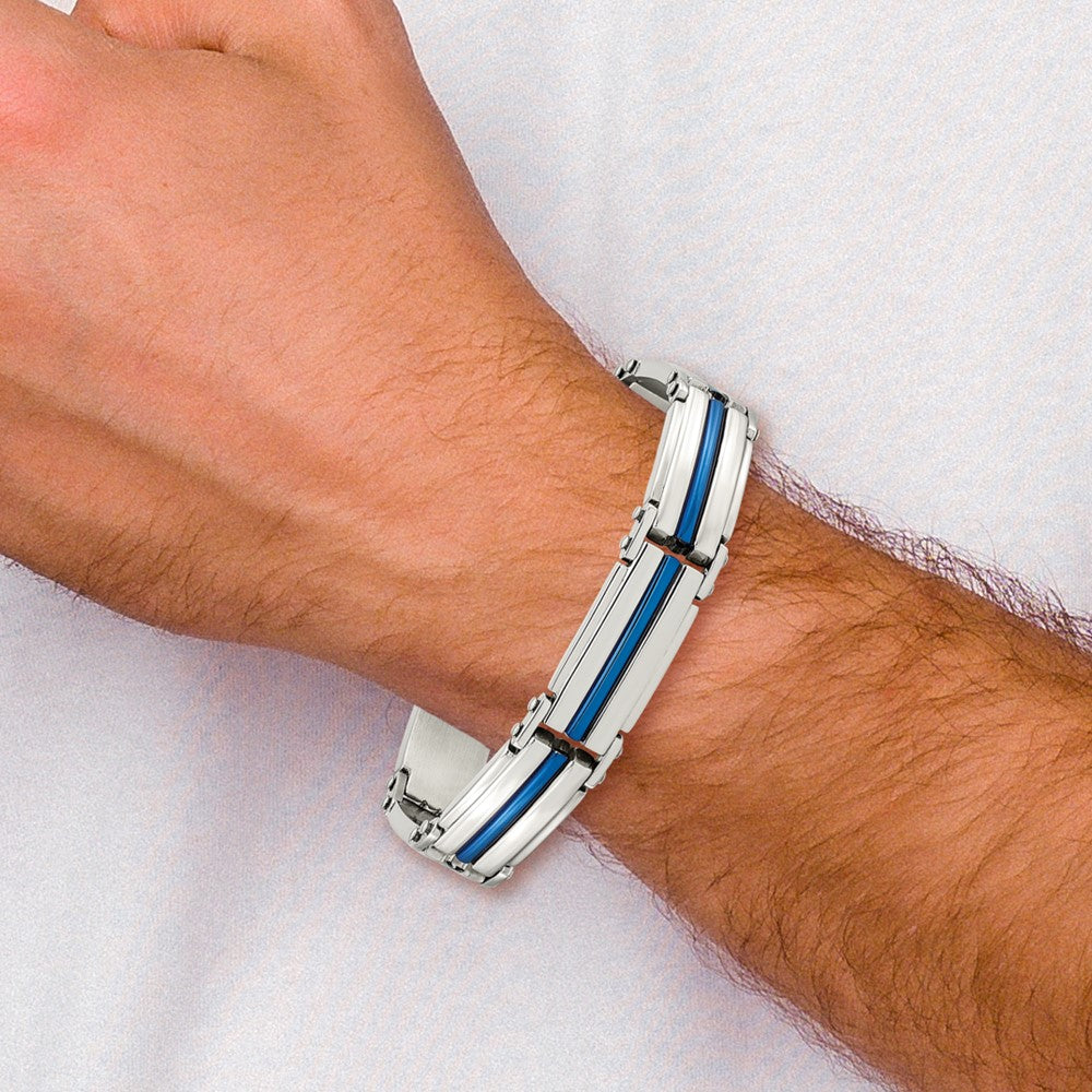 Stainless Steel Polished Blue IP-plated 8.5in Bracelet 8.5 inches