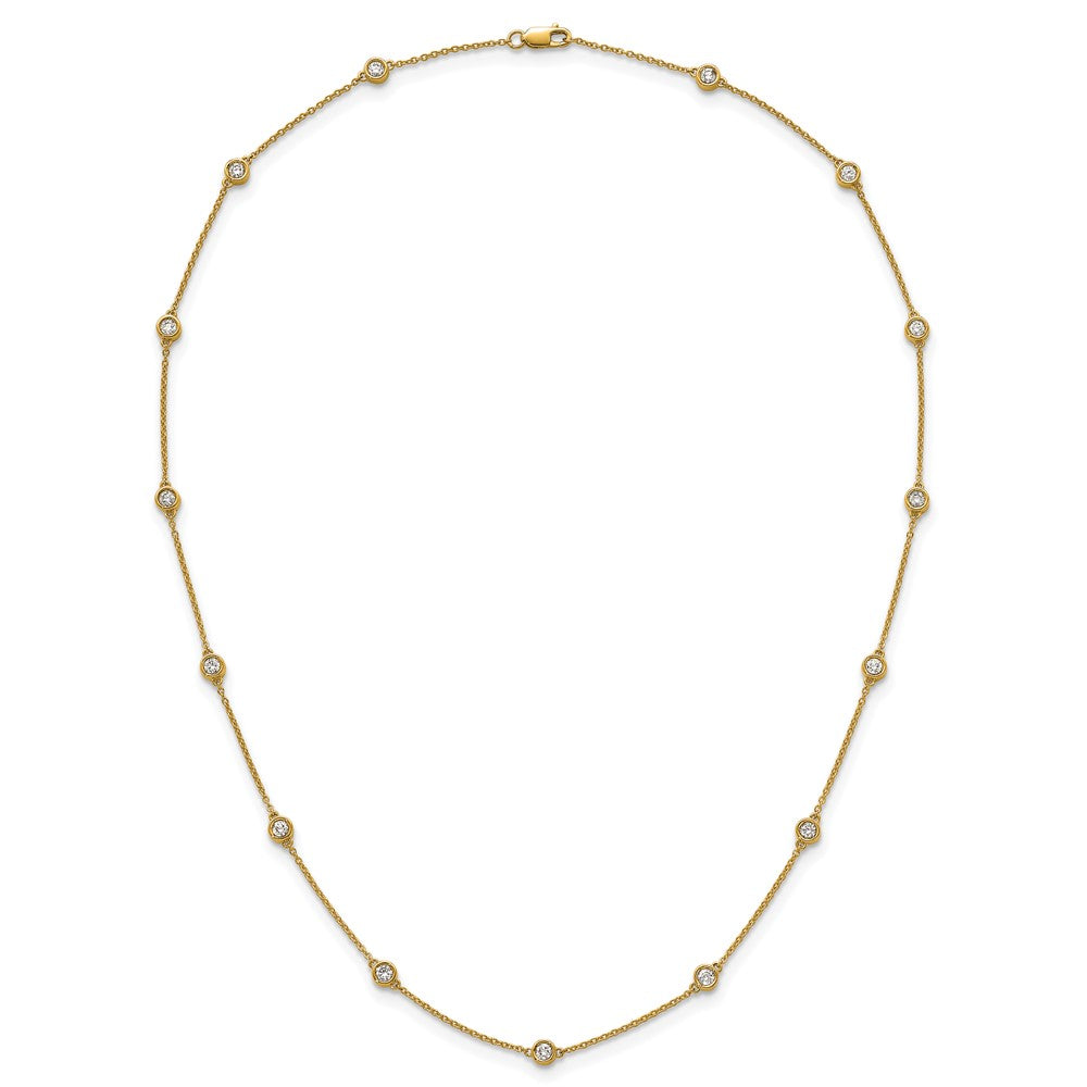 14k Complete 7/8 carat Bezel-set Diamond and Cable Chain 15-Station 18 inch Necklace