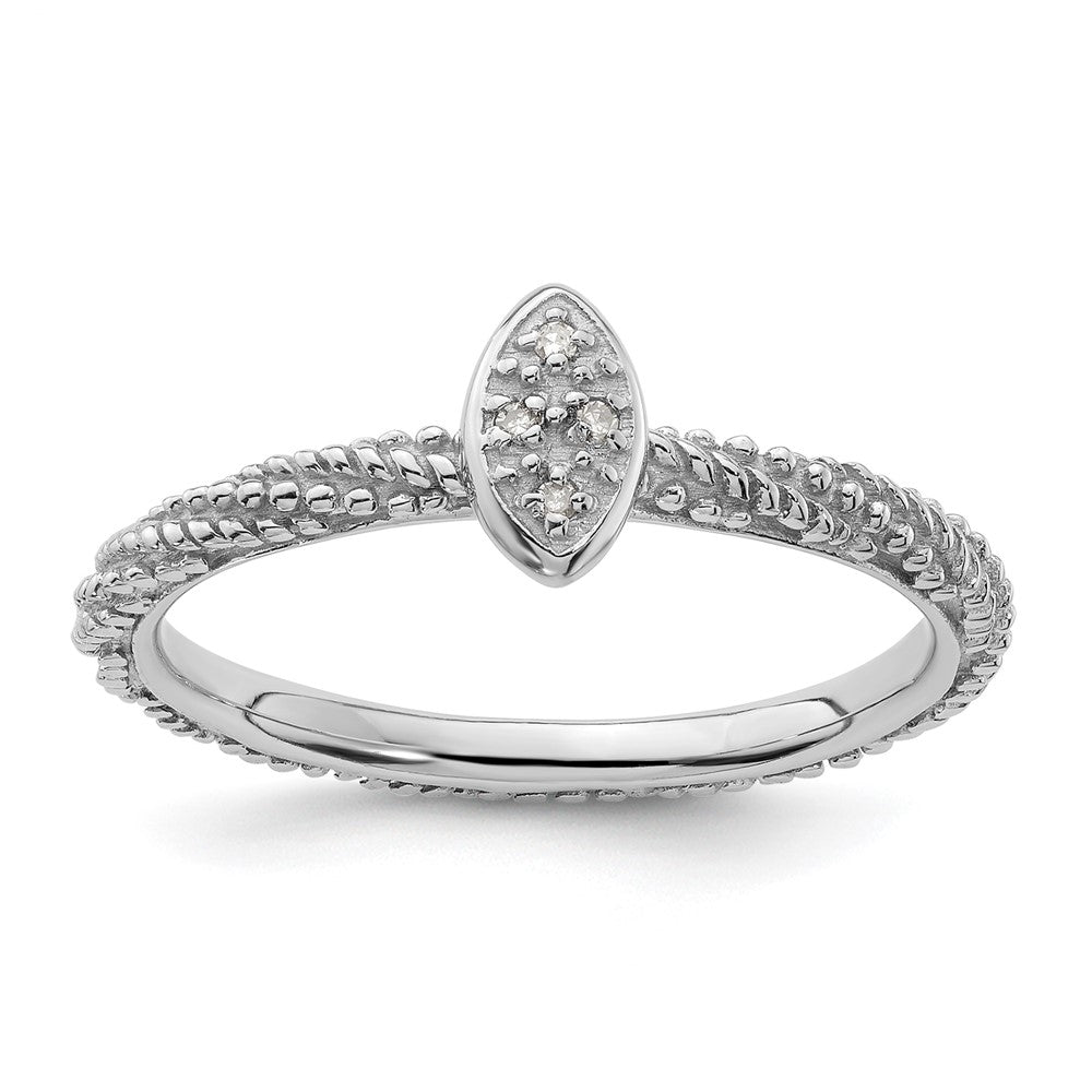 Sterling Silver Diamond Stackable Expressions Textured Ring Size -6