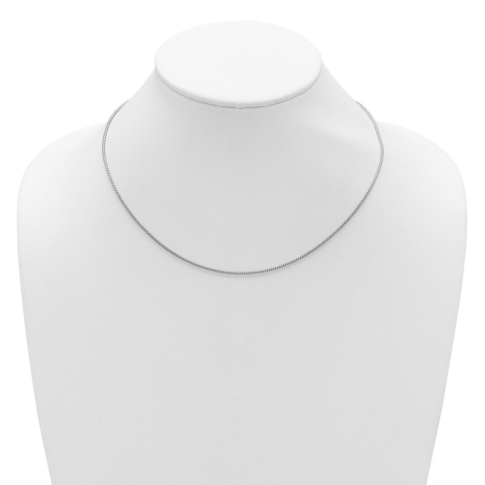 Sterling Silver RH-plt 1.4mm Popcorn 1in+1in Adjustable Chain