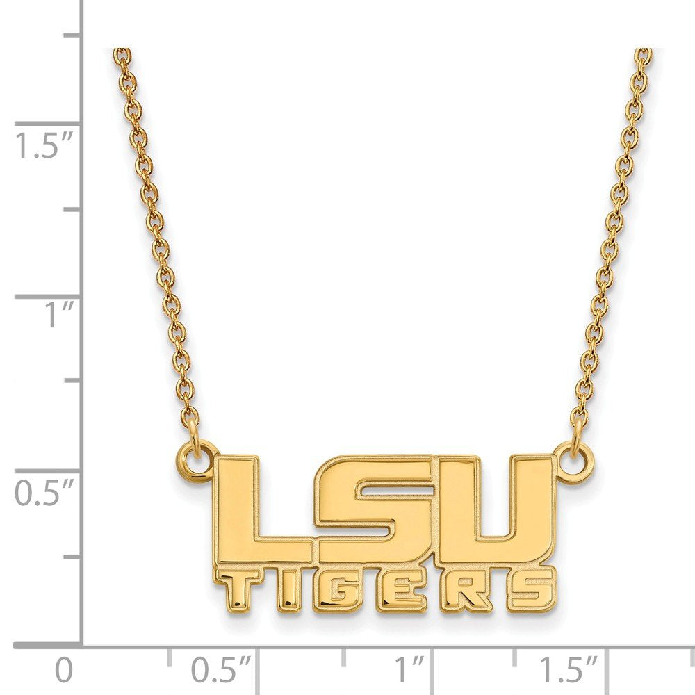 Beautiful Sterling Silver w/GP LogoArt Louisiana State U Small Pendant w/Necklace