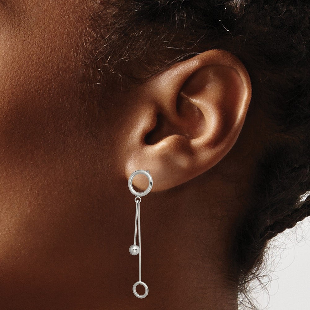 Stainless Steel Polished Post Dangle Earrings