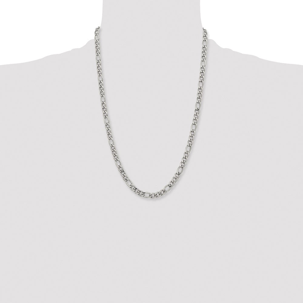 Stainless Steel Polished 6.75mm 24in Figaro Chain
