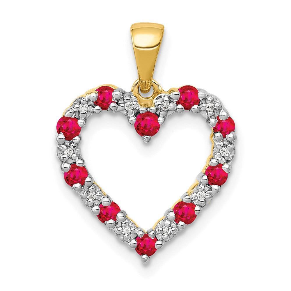 10k Diamond and .35 Ruby Heart Pendant