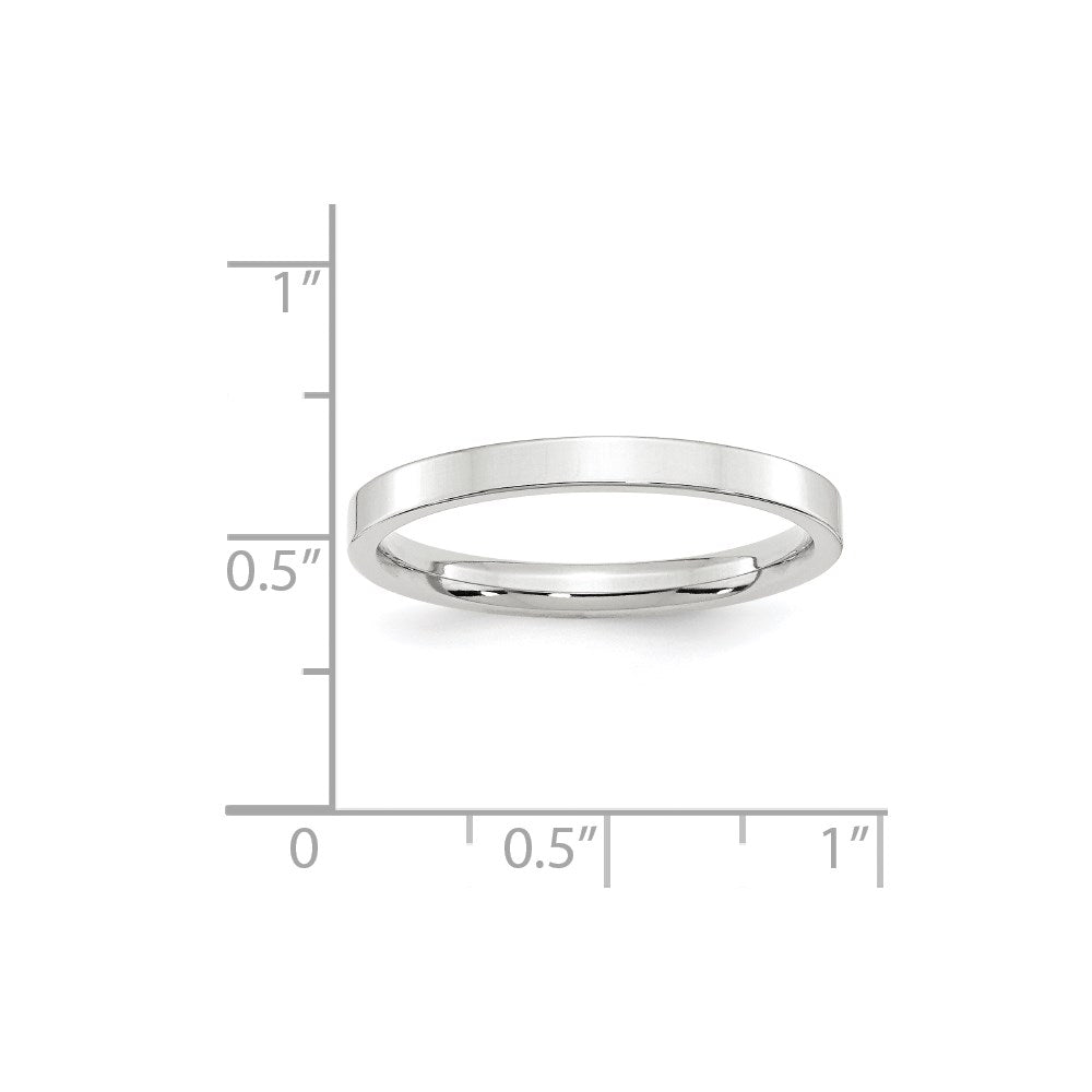 10k White Gold 2.5mm Standard Weight Flat Comfort Fit Wedding Band Size 8.5