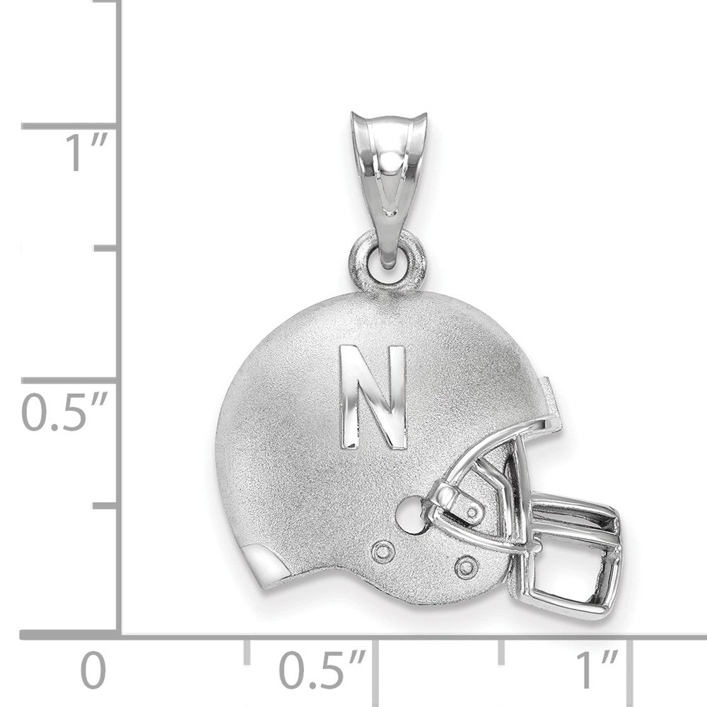 Sterling Silver Rhodium-plated LogoArt University of Nebraska Domed Football Helmet Pendant
