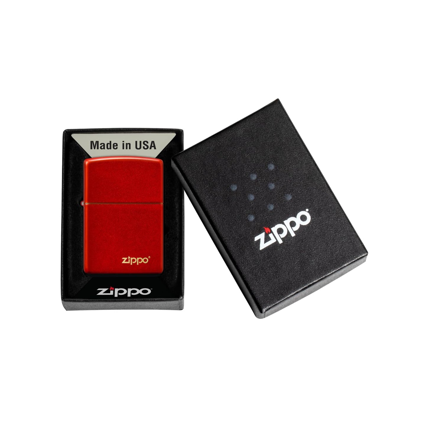 Zippo Metallic Red Matte Zippo Logo Pocket Lighter