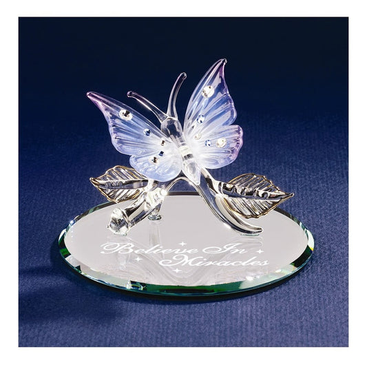 Butterfly Believe in Miracles Glass Figurine