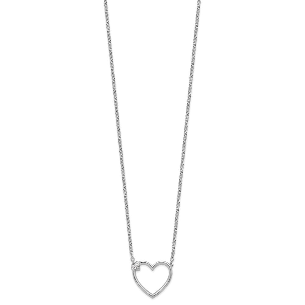 White Ice Sterling Silver Rhodium-plated 18 Inch Diamond Open Heart Necklace 18 Inches