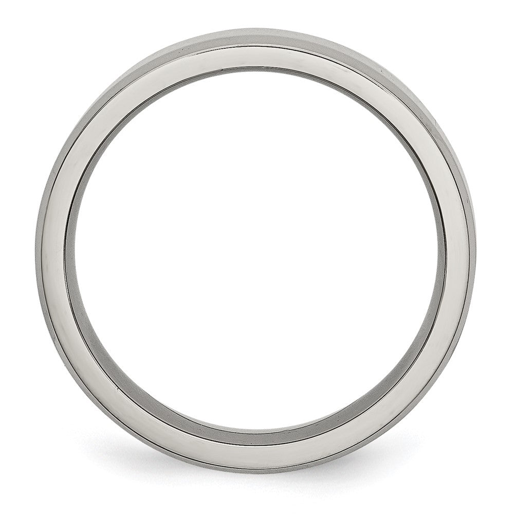 Stainless Steel Polished 6mm Beveled Edge Band Size - 13