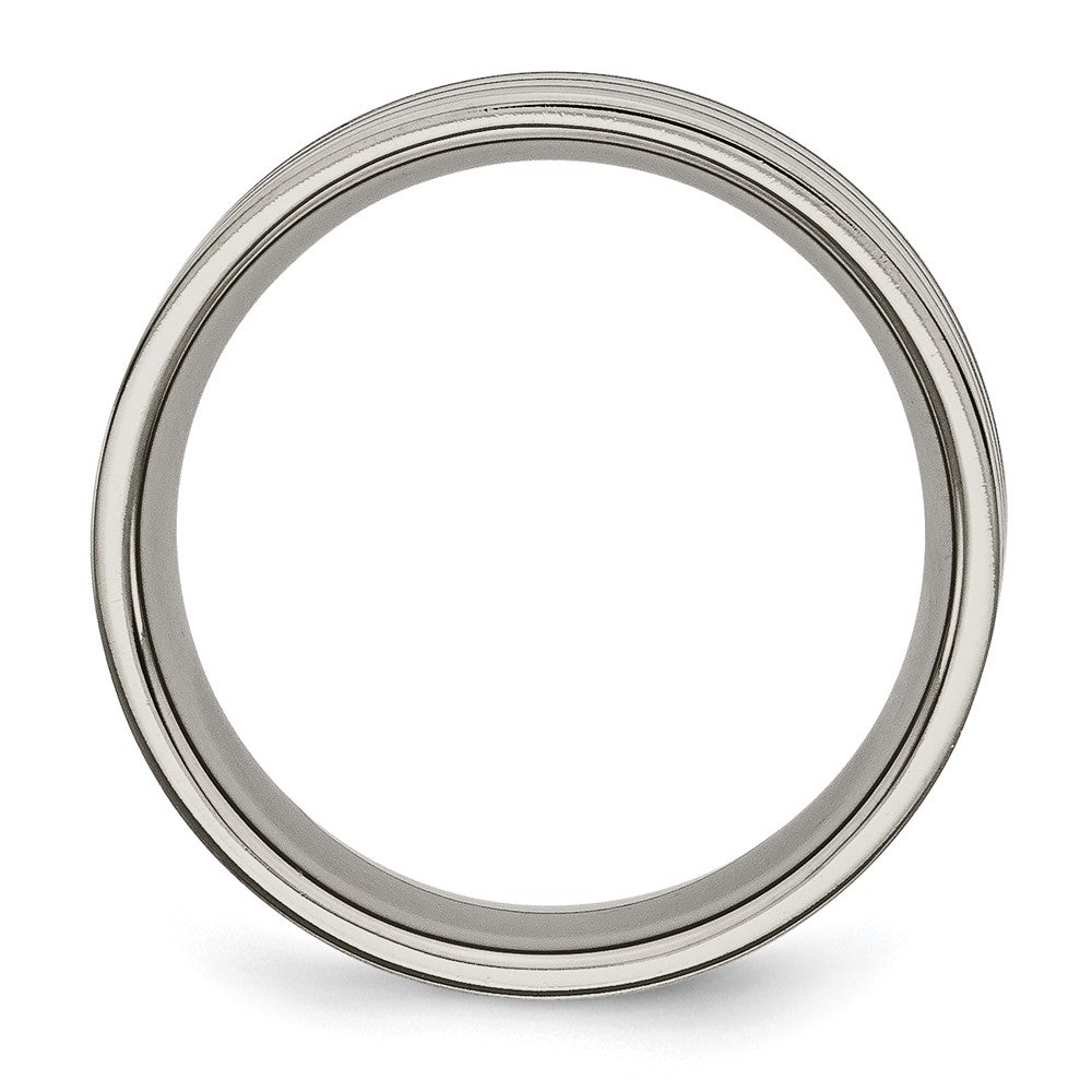 Titanium Polished Brown Enamel Striped 8mm Flat Band Size - 8