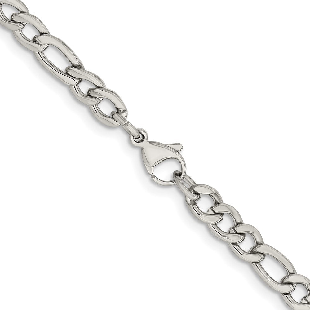 Stainless Steel Polished 5.3mm 20in Figaro Chain