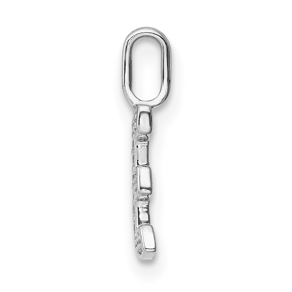 14K White Gold Diamond Letter E Initial Pendant