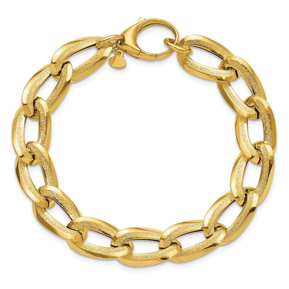 14K Polished and Laser-cut Fancy Oval Link Bracelet 7.75  inches