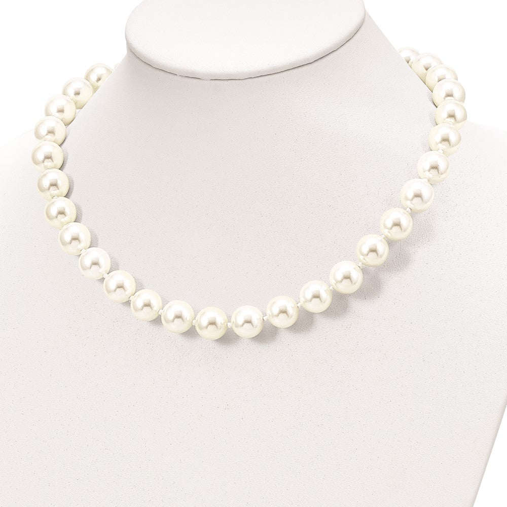 Majestik Sterling Silver Rhodium-plated 12-13mm White Imitation Shell Pearl Hand-knotted Necklace 20 Inches
