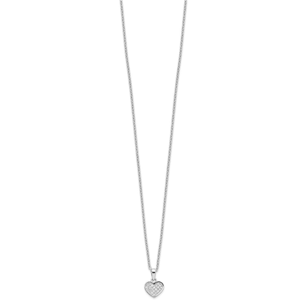 Brilliant Embers Sterling Silver Rhodium-plated 21 Stone 18 inch Micro Pav‚ CZ Heart Necklace with 2 Inch Extender 18 Inches