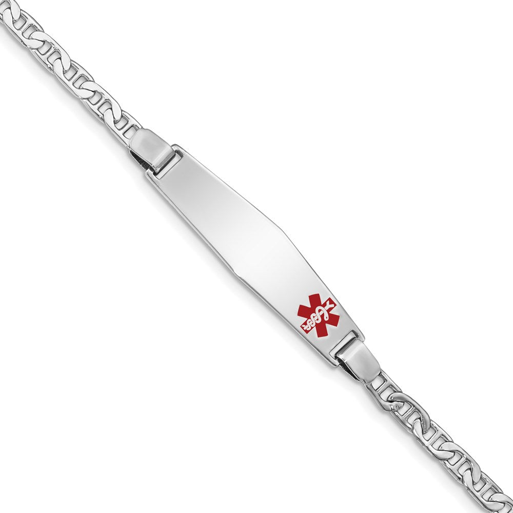 Sterling Silver Rhodium-plated Medical ID Anchor Link Bracelet 7 inches