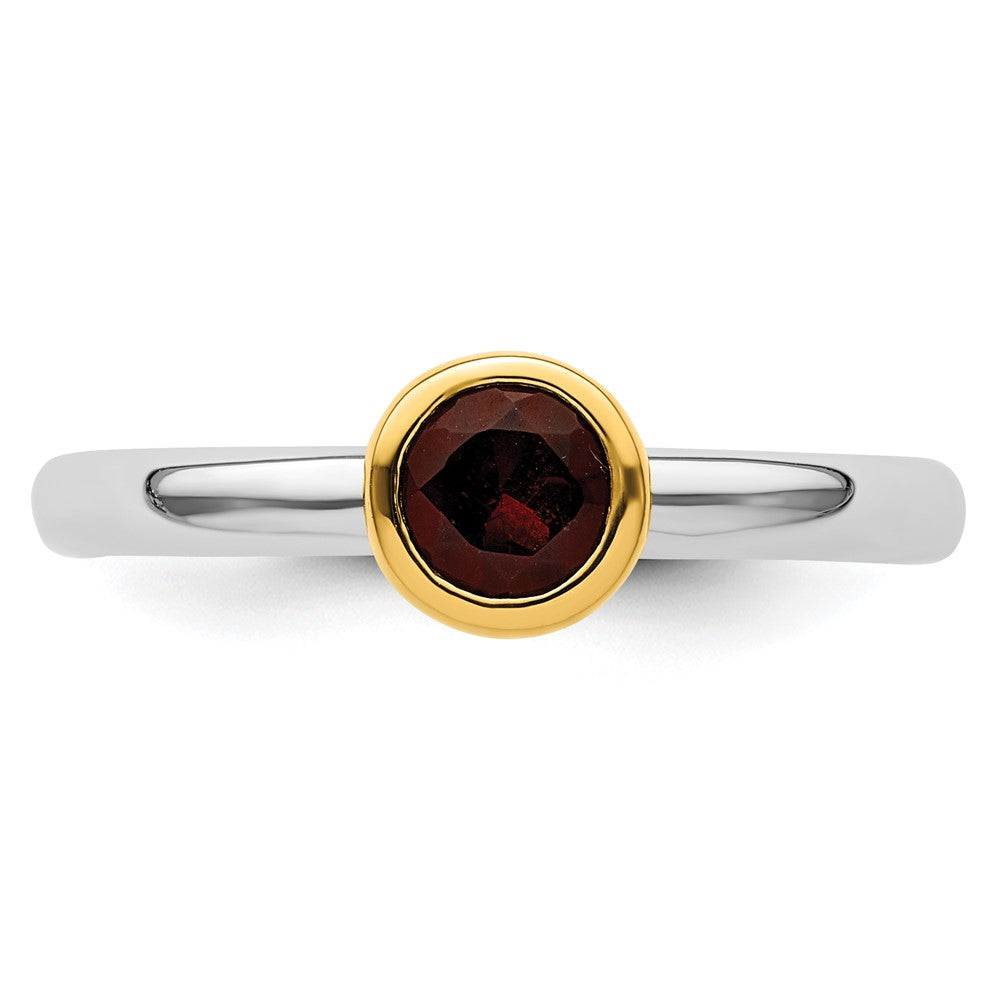 Sterling Silver Stackable Expressions w/Gold-plated Garnet Ring Size -8