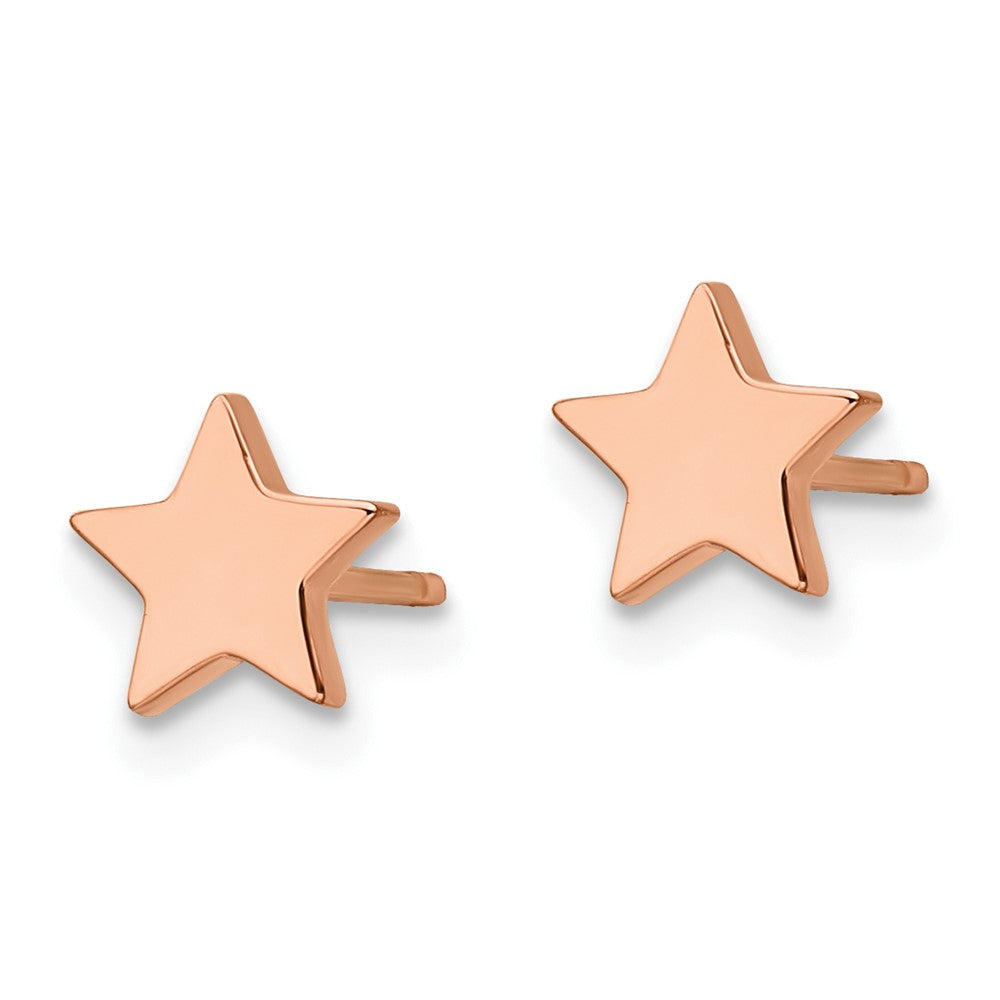 Stainless Steel Polished Rose IP-plated Star Post Earrings