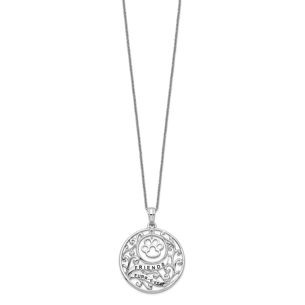 Sentimental Expressions Sterling Silver Rhodium-plated Antiqued Animal Friends-Dog 18in Necklace 18 Inches