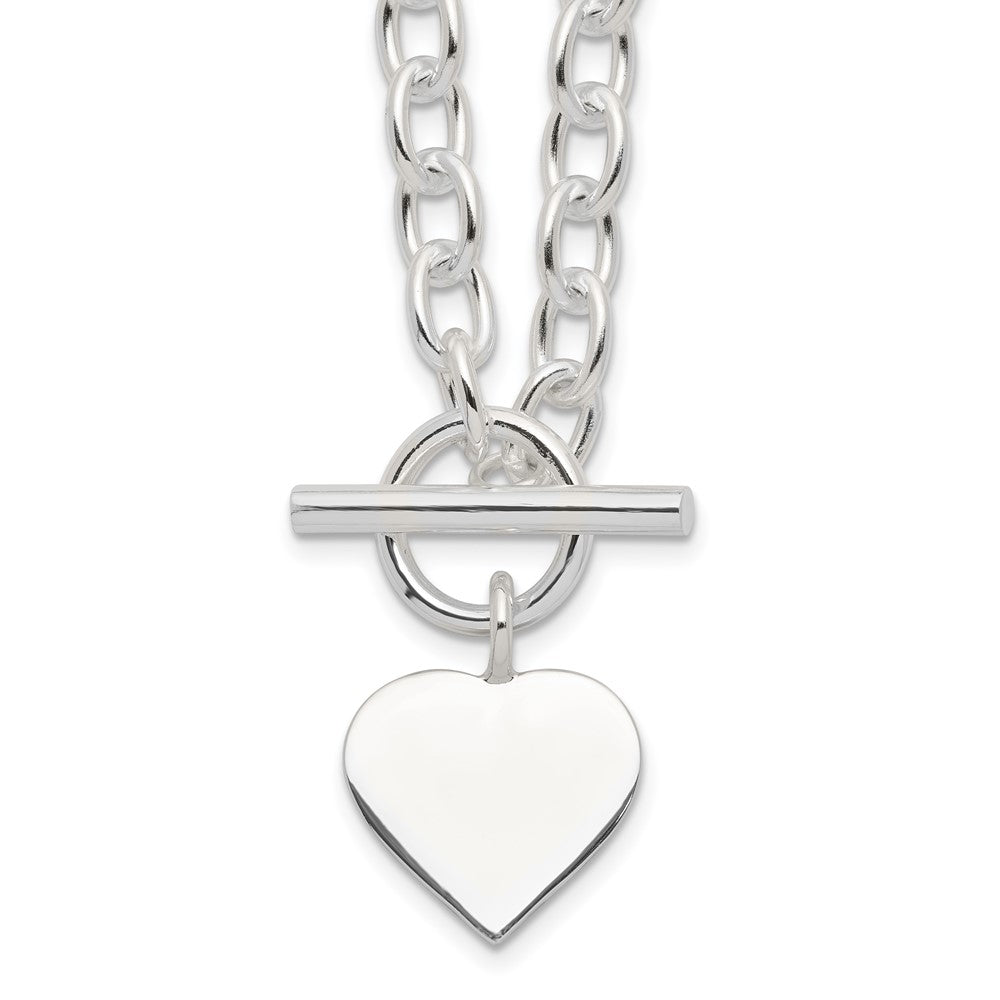 Sterling Silver Engraveable Heart Necklace 18 Inches