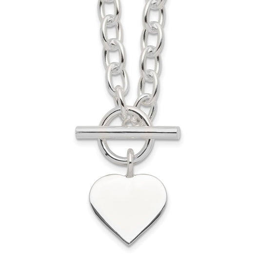 Sterling Silver Engraveable Heart Necklace 18 Inches