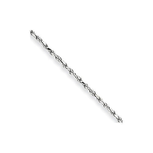 10k White Gold 1.3mm Diamond Cut Machine Made Rope Chain