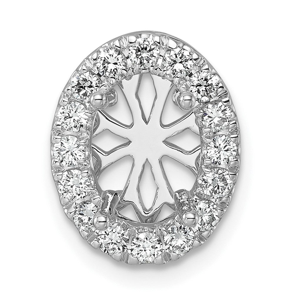 14k White Gold 1/2 carat Lab Grown Diamond VS/SI+ G+ Semi Mount Halo Chain Slide Pendant