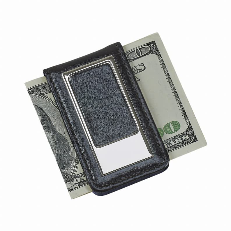Creative Gifts International 002565 3 in. Leatherette Money Clip - Black