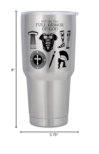 30 Ounce Stainless Steel Armor of God Travel Tumbler with Lid