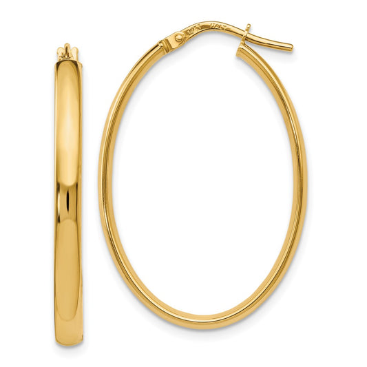 14K Polished Oval Hoop Earrings