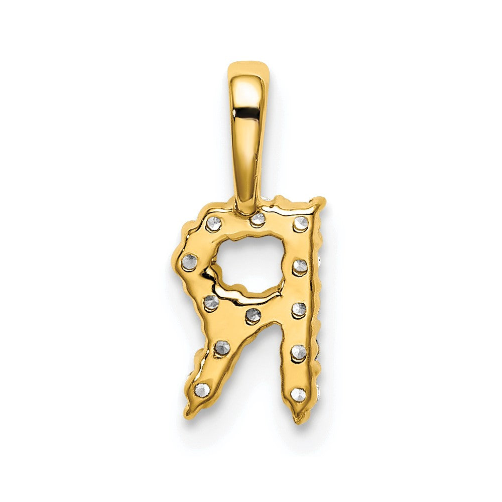 14k 1/8 carat Lab Grown Diamond VS/SI+ G+ Letter R Initial Pendant