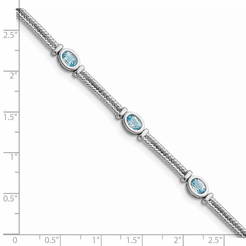 Sterling Silver Rhodium-plated Blue Topaz Bracelet 7 inches
