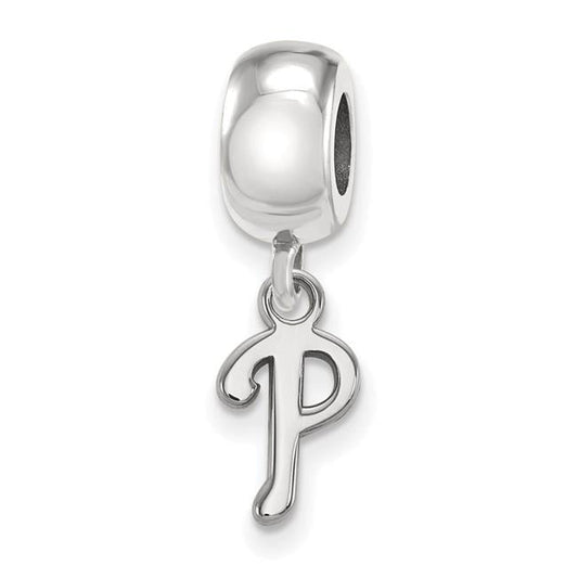 Sterling Silver Rhodium Plated Major League Baseball LogoArt Philadelphia Phillies Dangle Bead