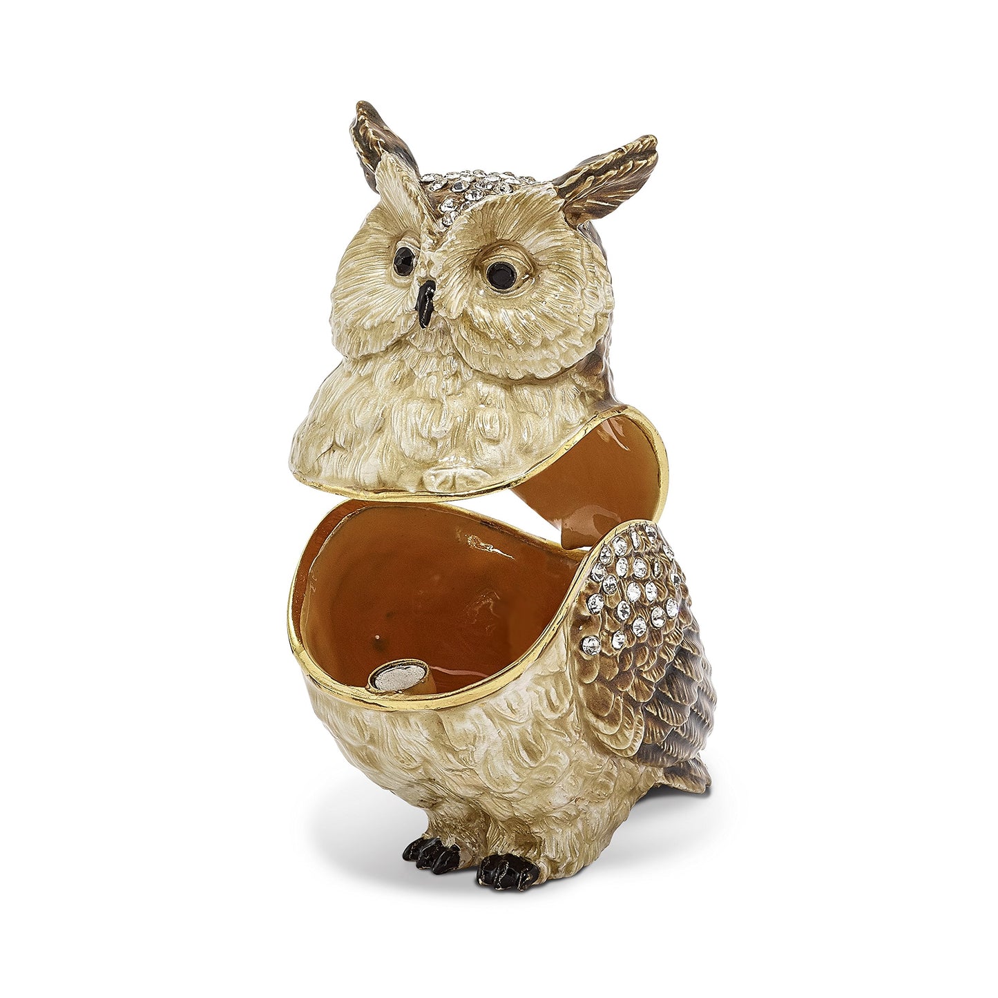 Pewter Enamel Hootie Owl Trinket Box