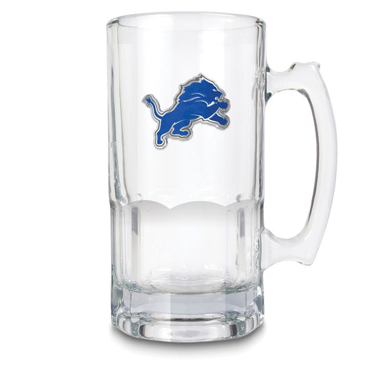 NFL Detroit Lions Glass 32 ounce Macho Mug with Emblem