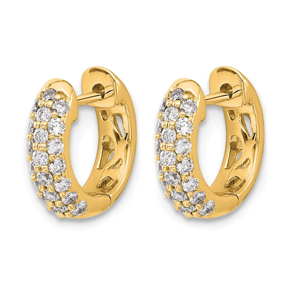 14k 1/2 carat Diamond Pave Hinged Hoop Earrings
