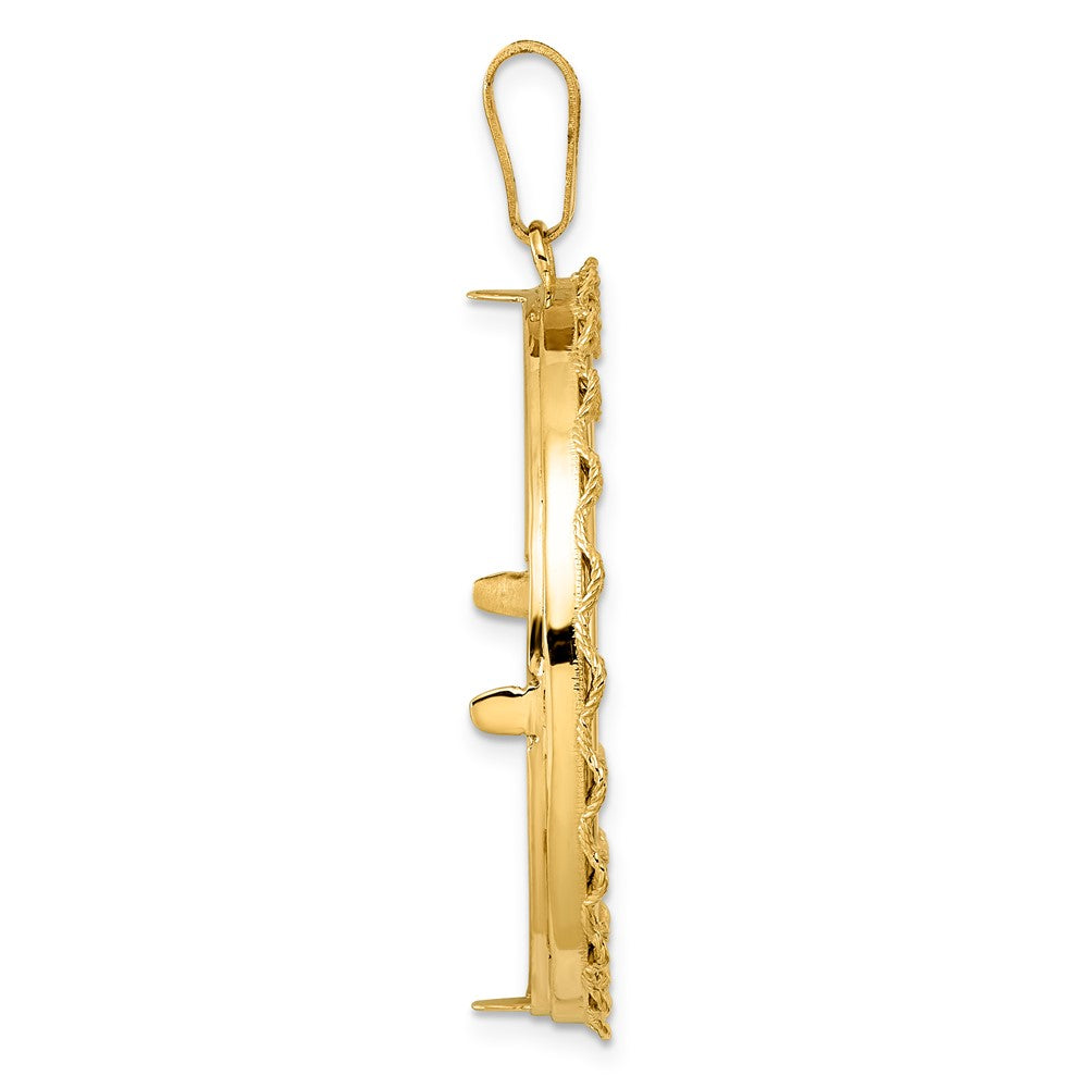 14k Polished Rope with 32.7mm Prong Coin Bezel Pendant