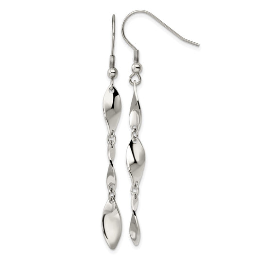 Stainless Steel Polished Twisted Dangle Shepherd Hook Earrings