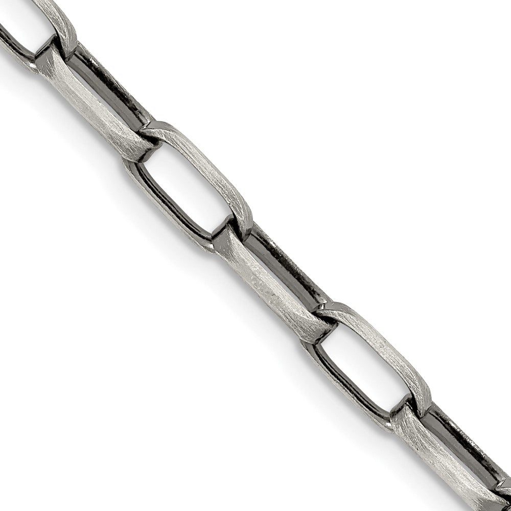 Sterling Silver Antiqued 4.8mm Elongated Open Link Chain 22 Inches