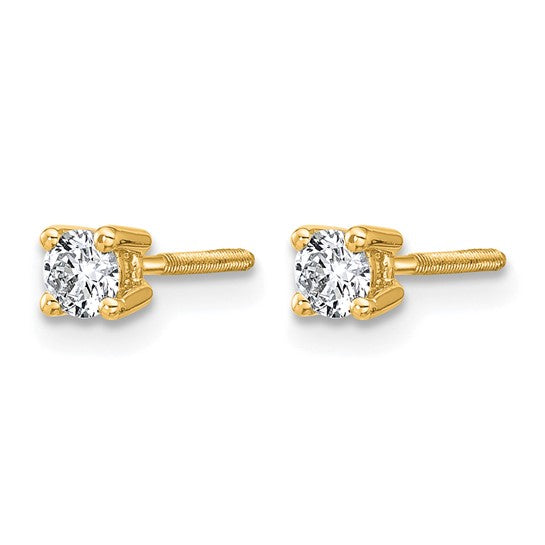 14k 1/4 carat Certified Lab Grown Diamond VS/SI+ G+ Round Complete Four Prong Screwback Heavyweight Stud Earrings