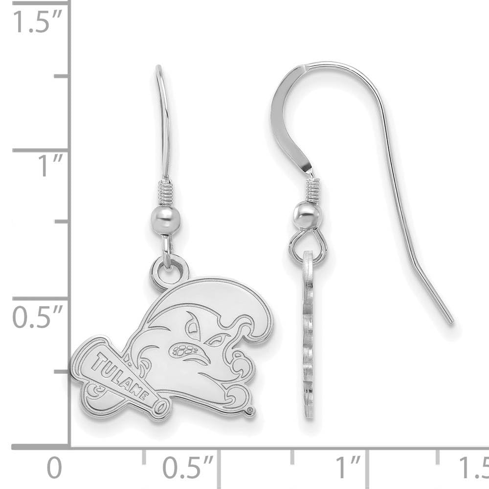 Sterling Silver LogoArt Official Licensed Collegiate Tulane University (TU) Small Dangle Earrings