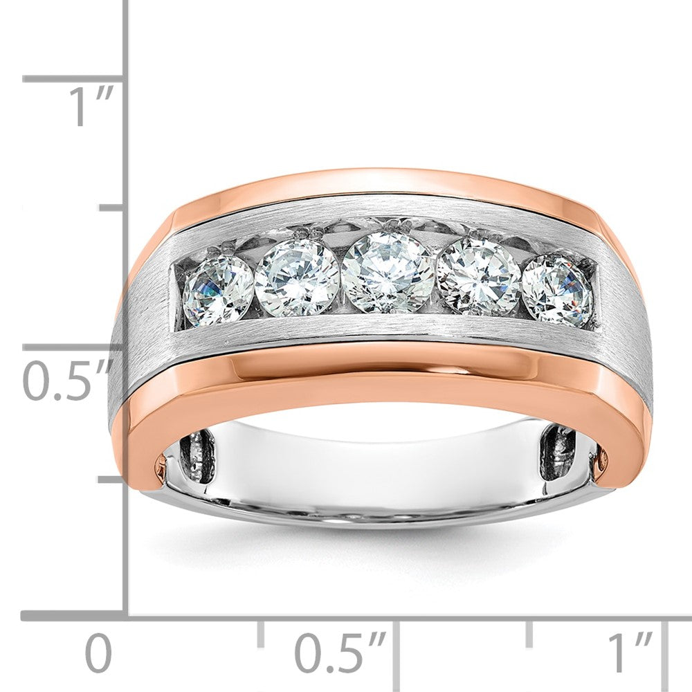 IBGoodman 14k White and Rose Gold Men's Polished and Satin 5-Stone Ring Mounting