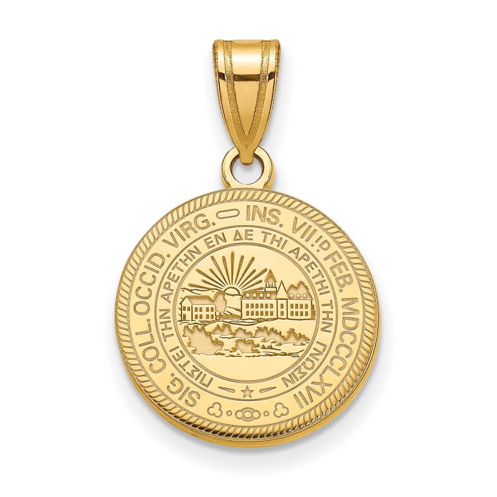Sterling Silver Gold-plated LogoArt West Virginia University Medium Crest Pendant Q-GP049WVU