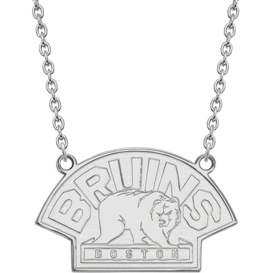 LogoArt NHL Boston Bruins Sterling Silver Large Pendant with Necklace