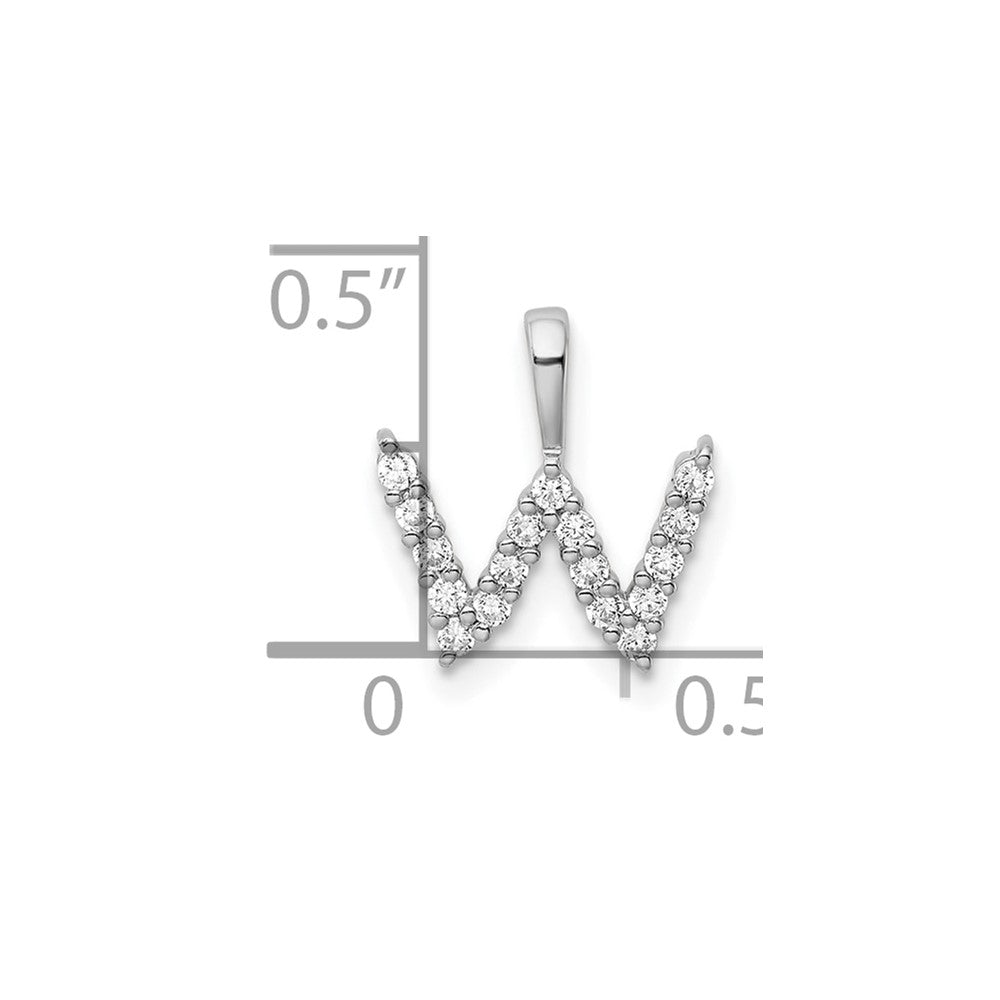 14k White Gold 1/6 carat Lab Grown Diamond VS/SI+ G+ Letter W Initial Pendant