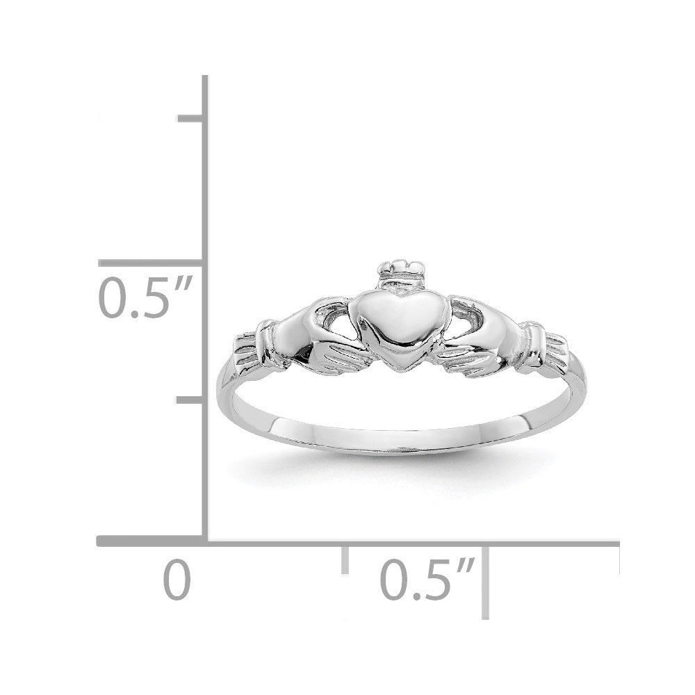 14k White Gold Child's Claddagh Ring Size 4