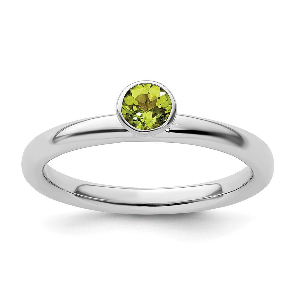Sterling Silver Stackable Expressions High 4mm Round Peridot Ring Size -7